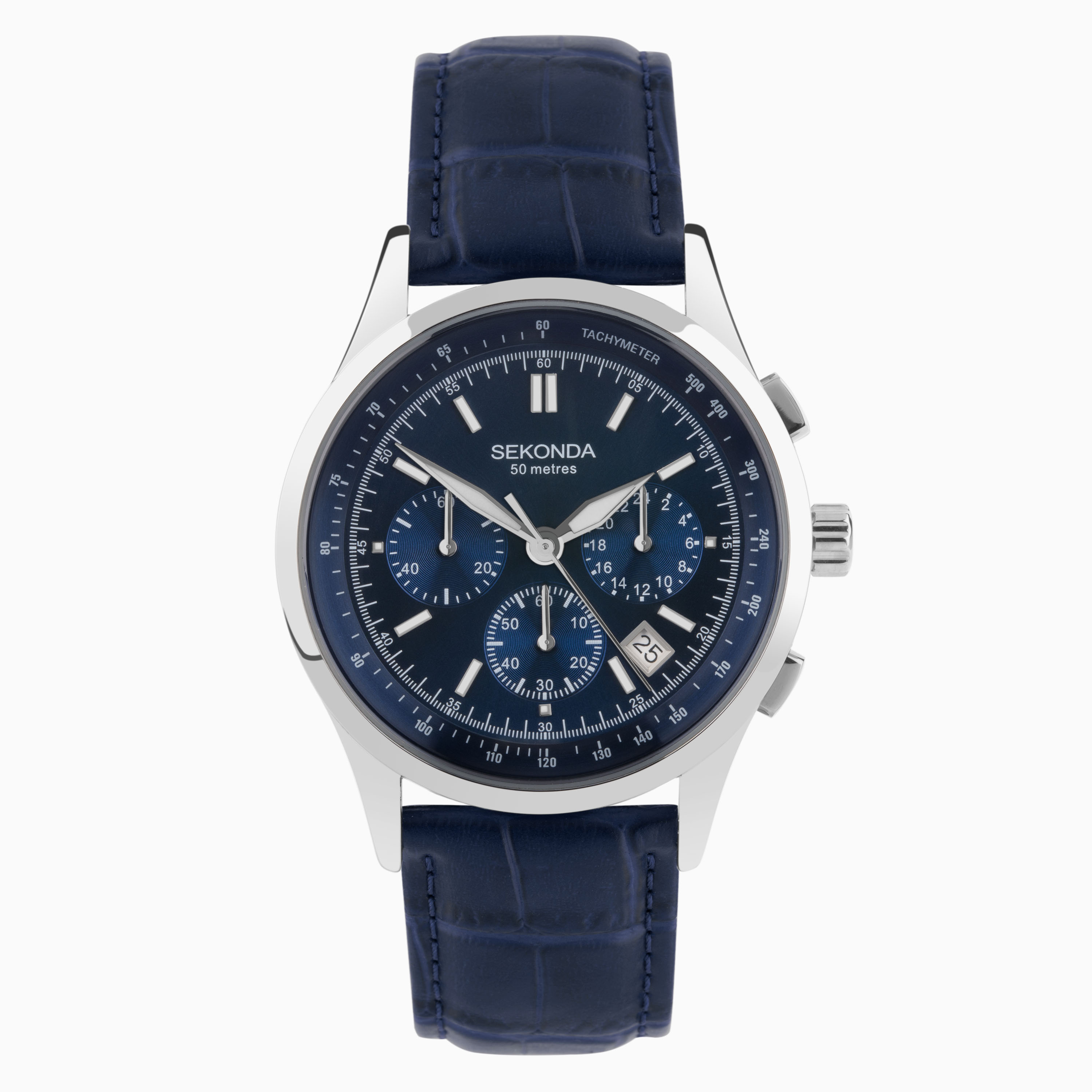 Sekonda men's blue deals leather strap watch