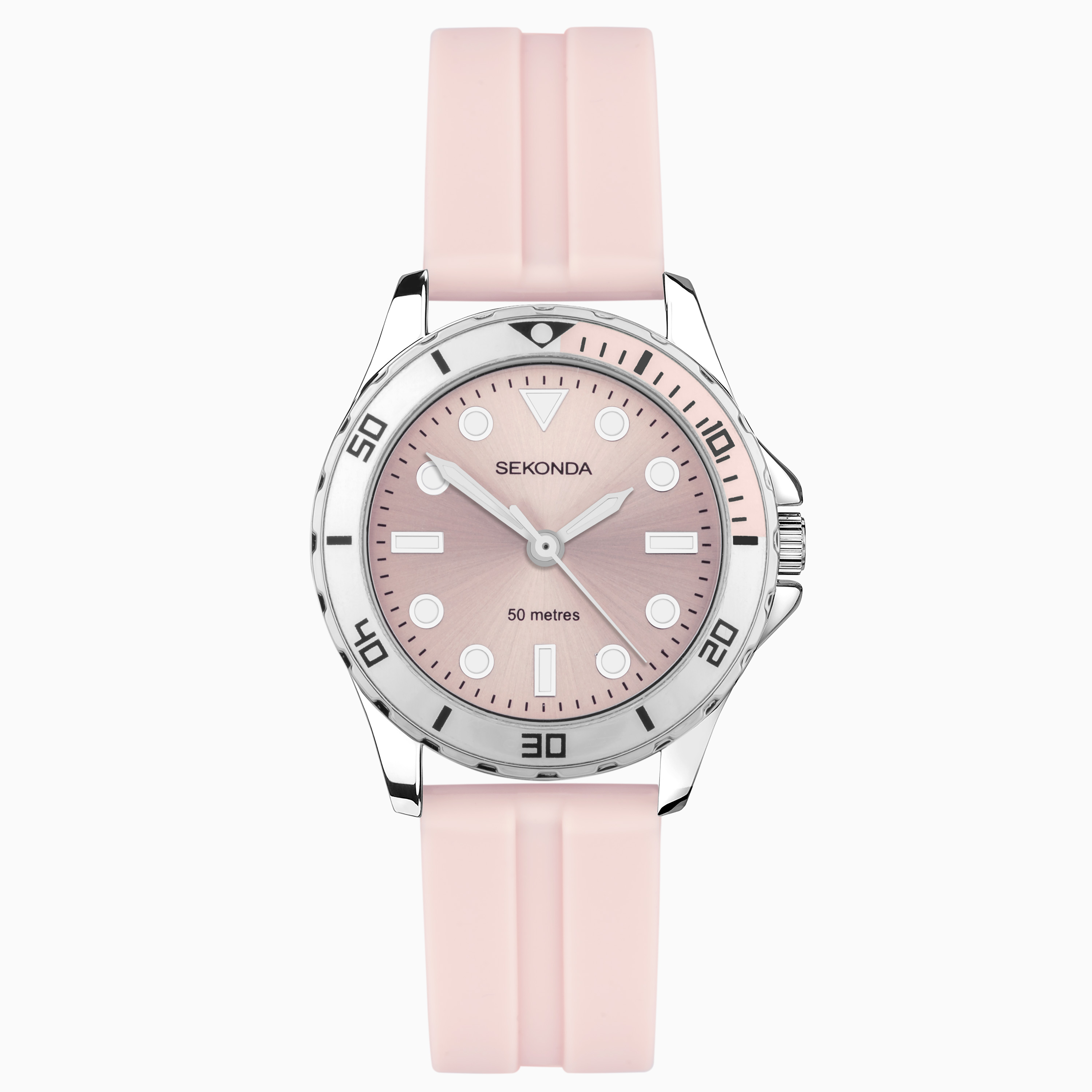 Sekonda Balearic Ladies Sports Watch 40569 Round Pink Rubber Strap Pink Dial Dive Collection Sekonda