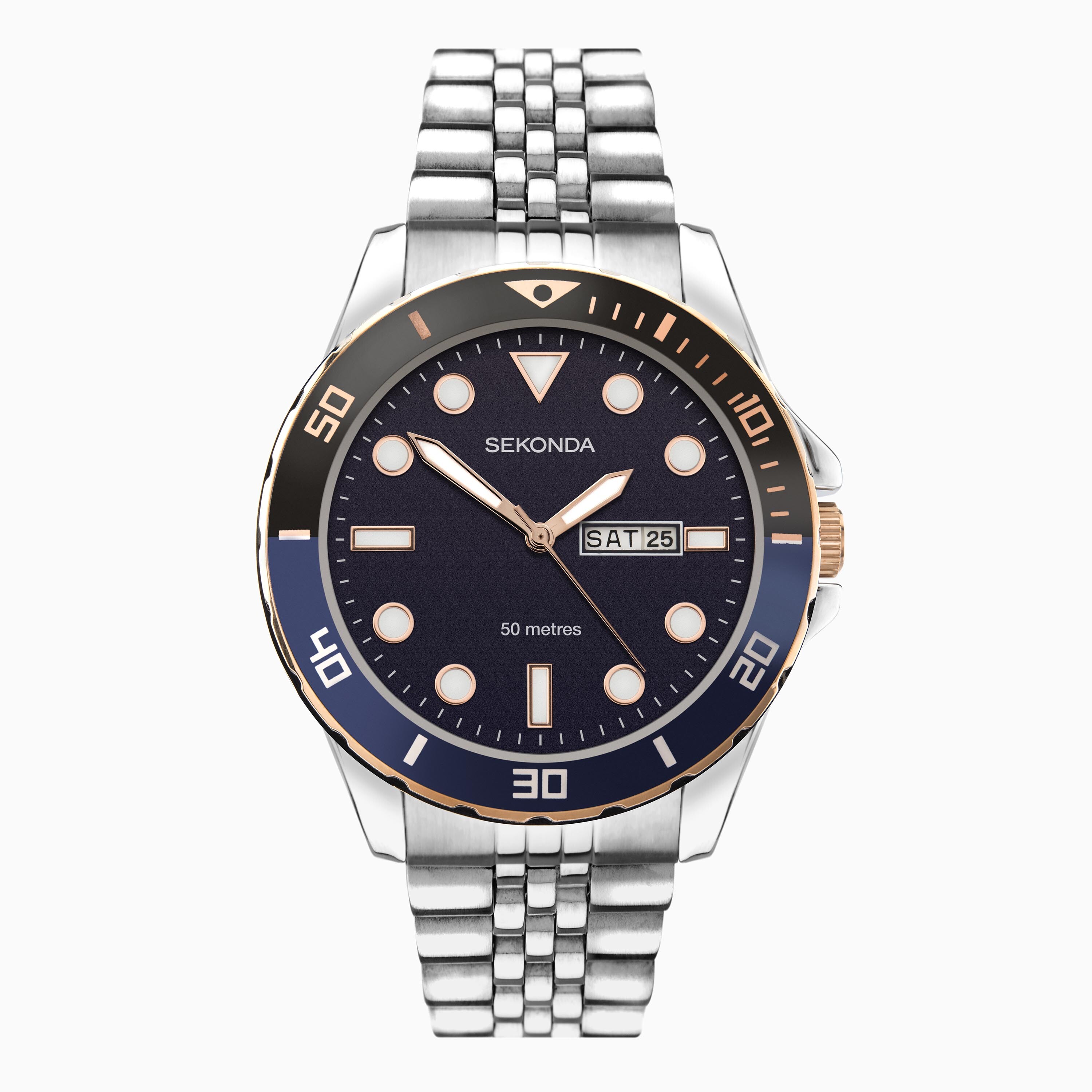 Sekonda Balearic Men s Sports Watch 1830 Round Stainless Steel Bracelet Black Dial Dive Collection Sekonda