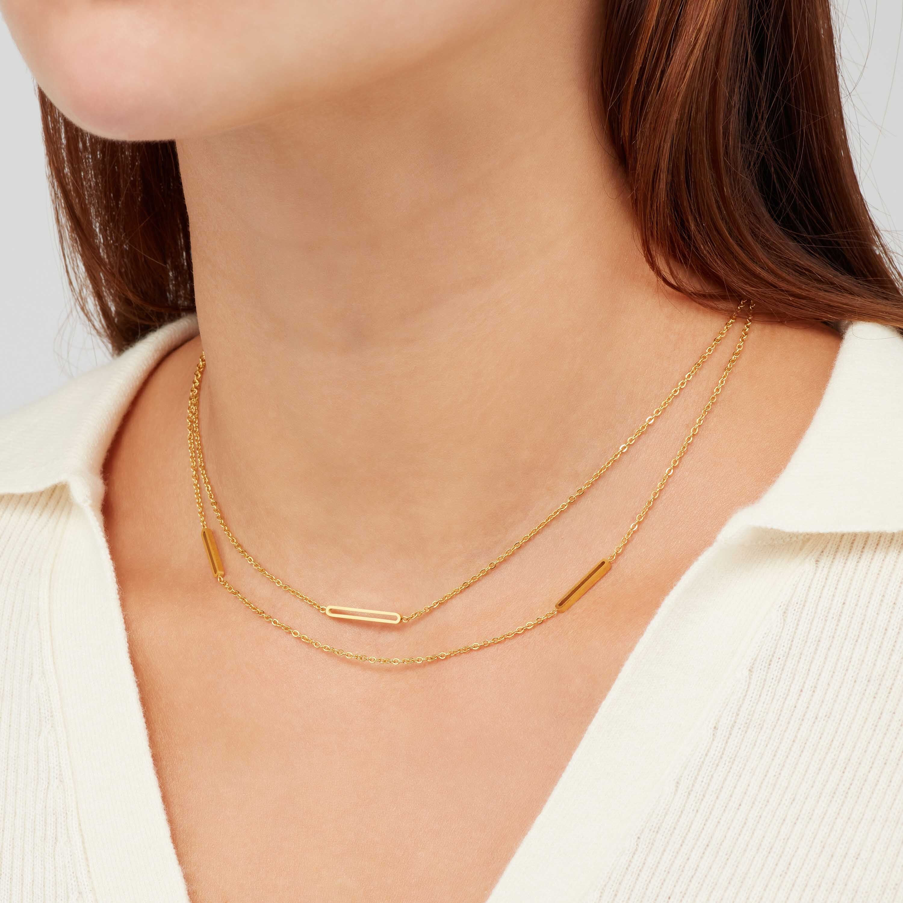 Gold Paperclip Necklace 8257