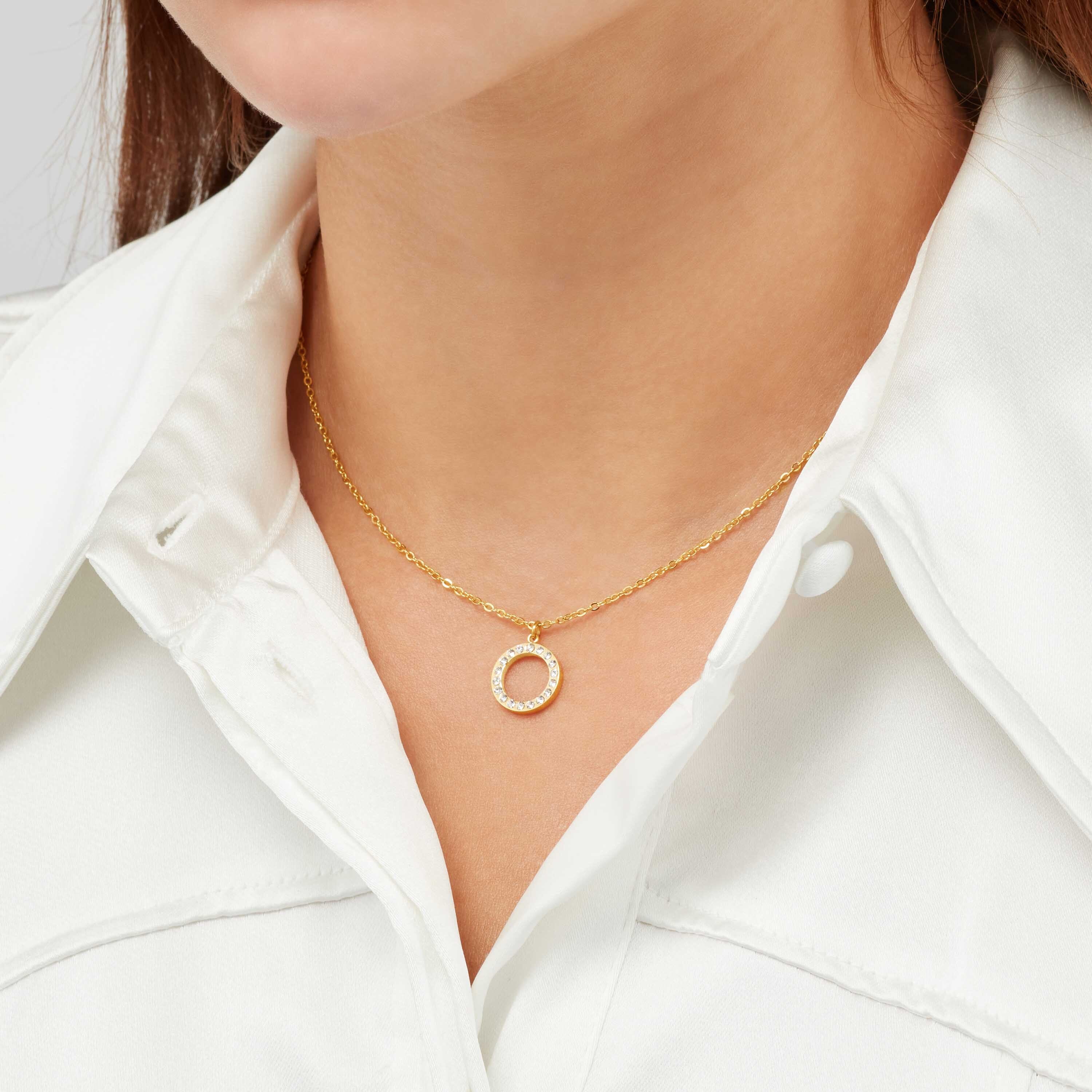 Gold Circular Pendant Necklace