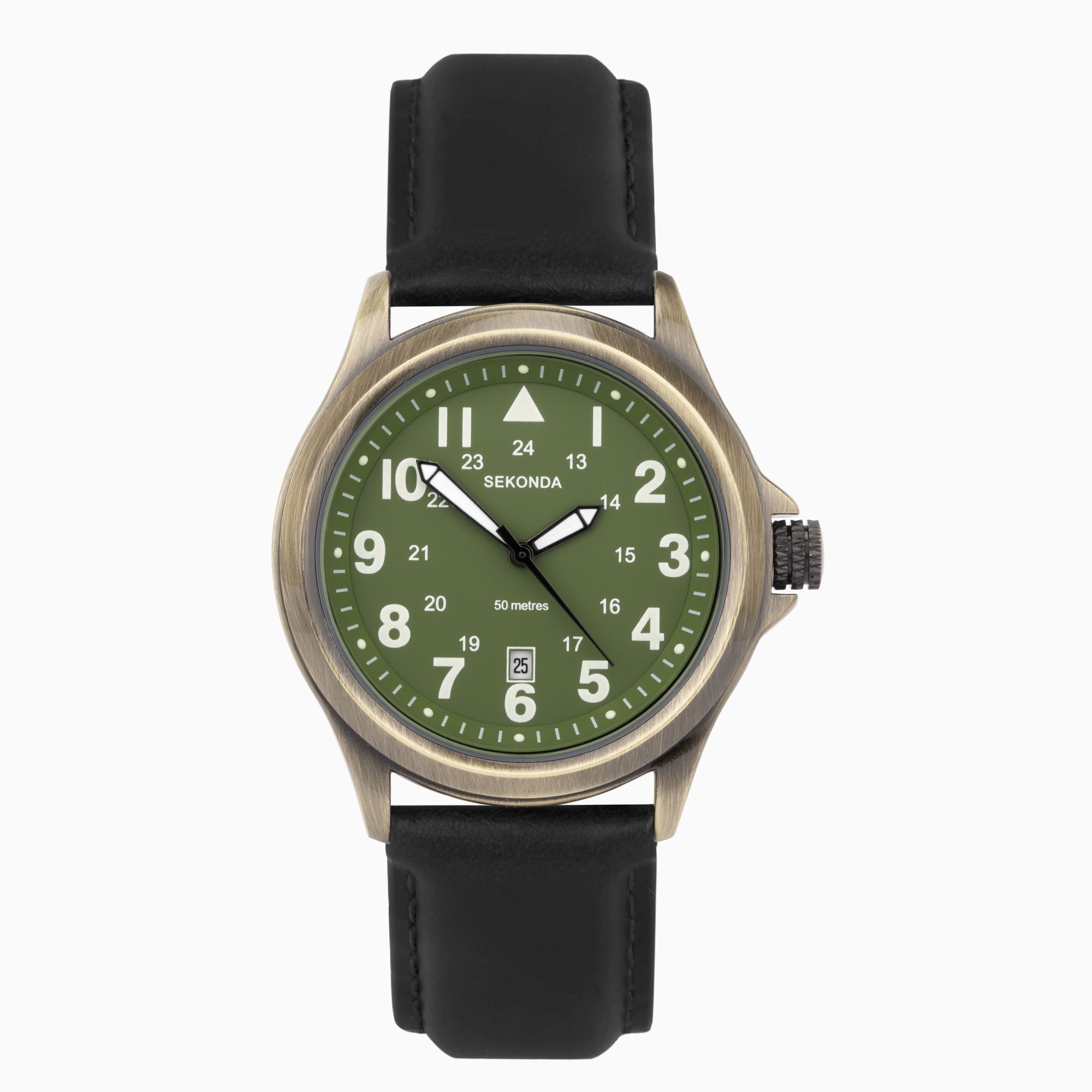 Photos - Wrist Watch Sekonda Altitude Men's Watch | Bronze Alloy Case & Black Leather S 